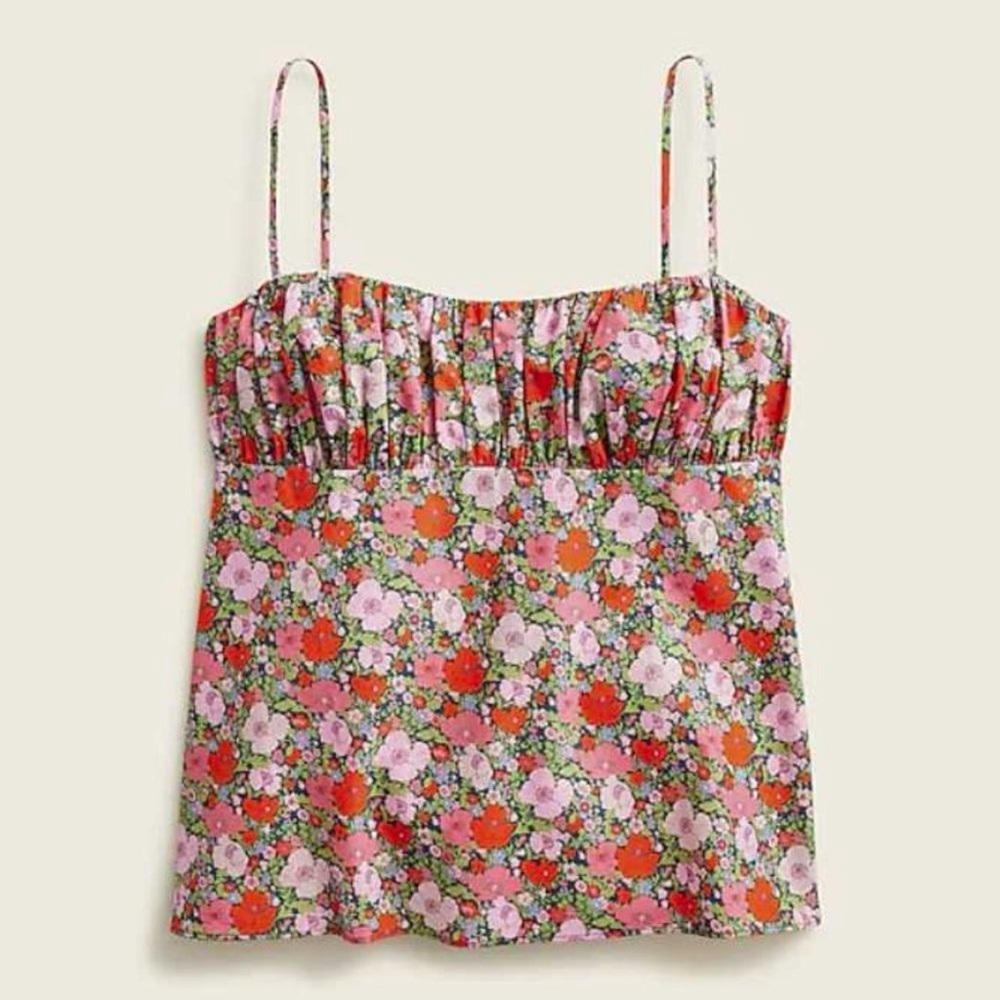 J. Crew Gathered Organic Cotton Camisole in Liberty® Meadow Song Fabric, sz 2